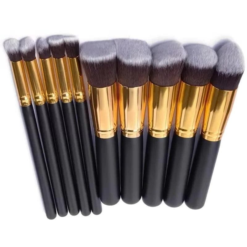 Fluffy Kabuki 10-Piece Synthetic Makeup Brush Kit