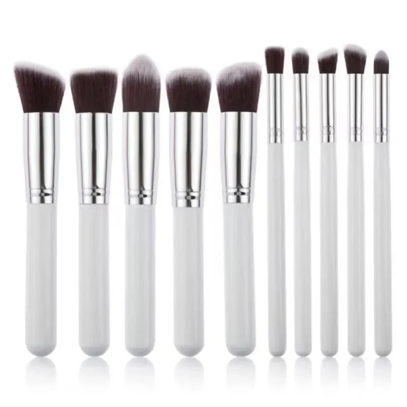 Fluffy Kabuki 10-Piece Synthetic Makeup Brush Kit