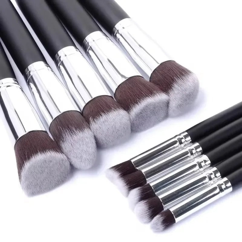 Fluffy Kabuki 10-Piece Synthetic Makeup Brush Kit