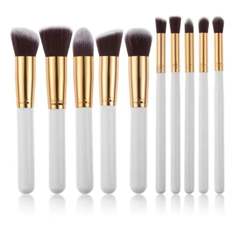 Fluffy Kabuki 10-Piece Synthetic Makeup Brush Kit