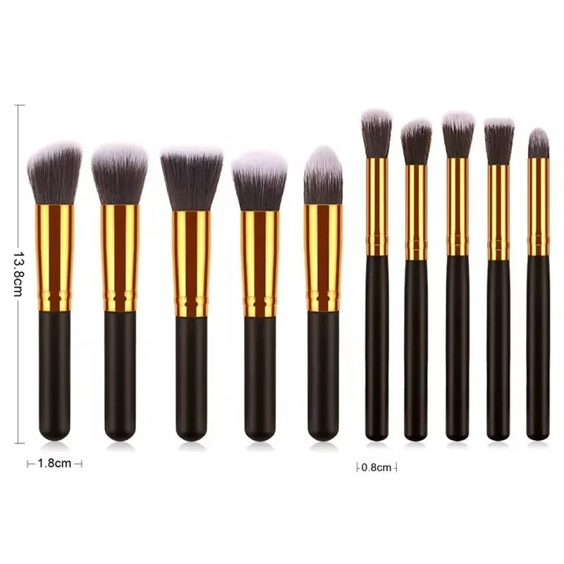 Fluffy Kabuki 10-Piece Synthetic Makeup Brush Kit